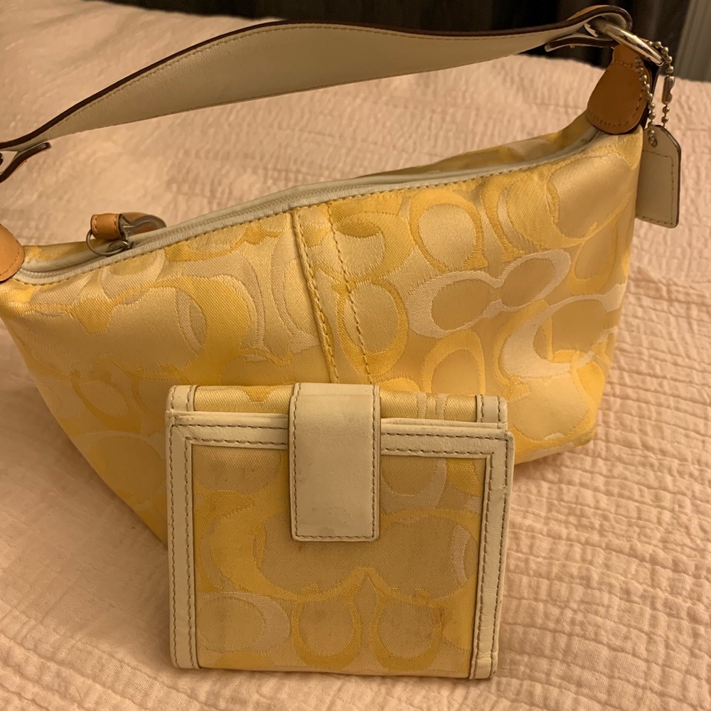 Small Yellow Coach Purse and Wallet